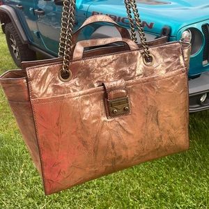 Frye Ella tote dark taupe metallic